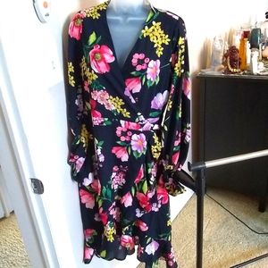 New York&co Blue Floral wrap dress